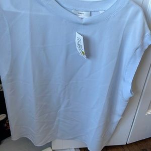 NWT Vince silk rib-trimmed powder blue sleeveless top